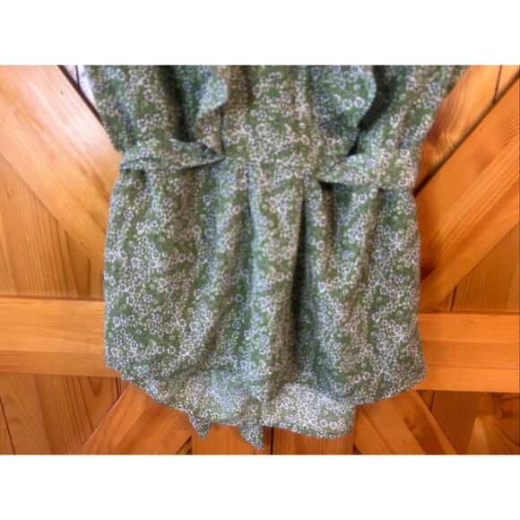 Max Studio Ruffle Sleeve Tie Waist Green Floral Blouse READ NWT Size XL (5942) - Picture 3 of 10